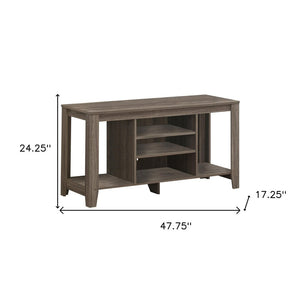 48" Taupe Wood Open Shelving TV Stand