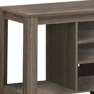 48" Taupe Wood Open Shelving TV Stand