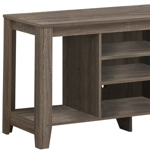 48" Taupe Wood Open Shelving TV Stand