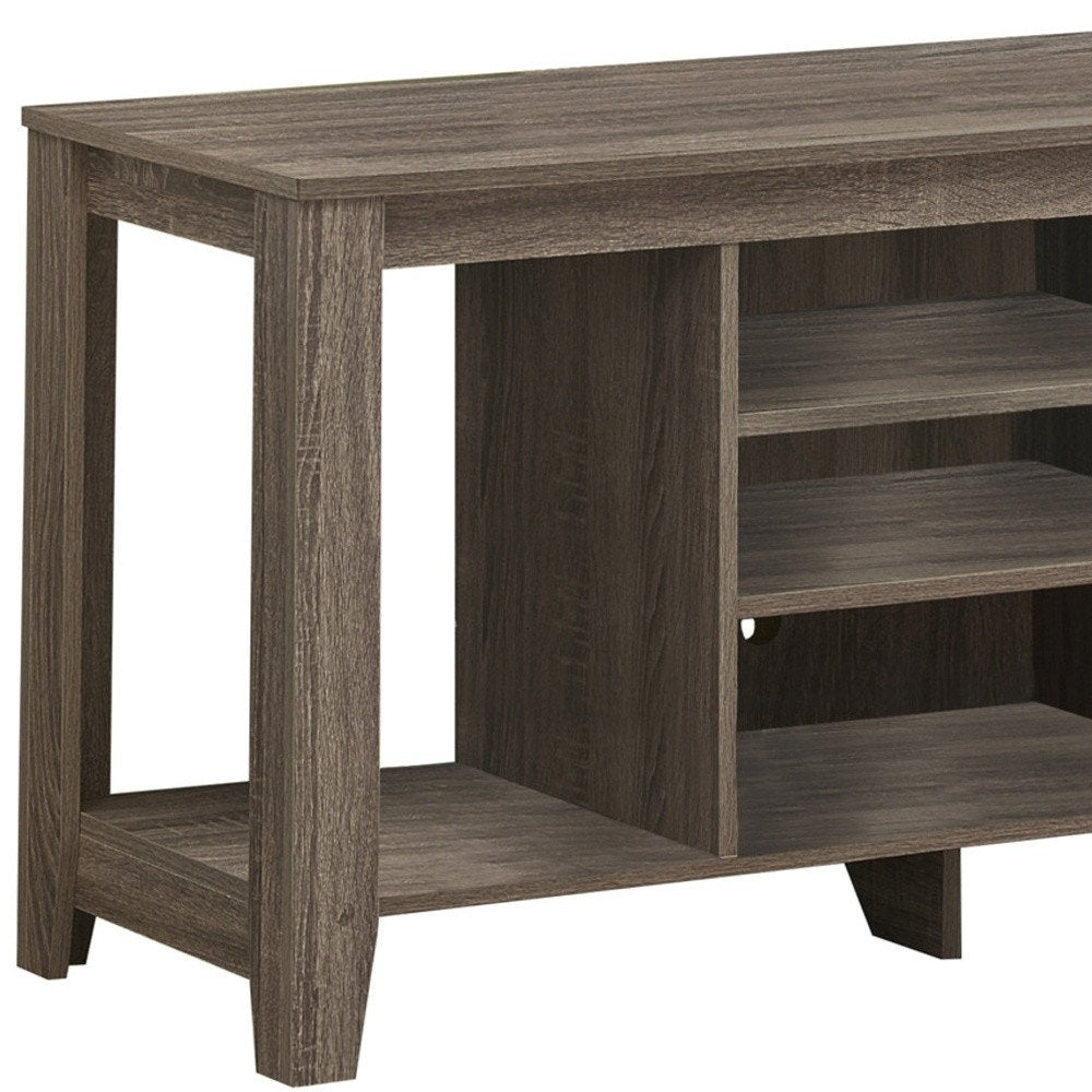48" Taupe Wood Open Shelving TV Stand