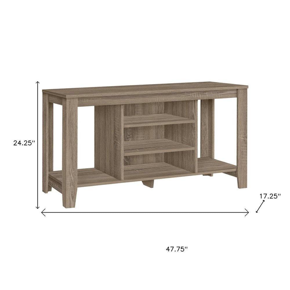 48" Taupe Wood Open Shelving TV Stand