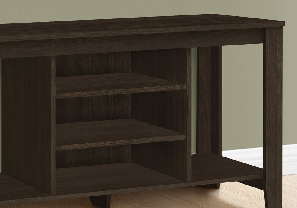 48" Taupe Wood Open Shelving TV Stand