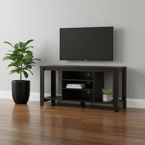 48" Taupe Wood Open Shelving TV Stand