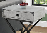 24" Black And Gray Wood And Metal End Table With Drawer