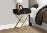 24" Black And Gray Wood And Metal End Table With Drawer