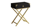 24" Black And Gray Wood And Metal End Table With Drawer
