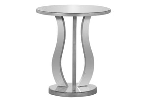 24" Silver Glass Round End Table