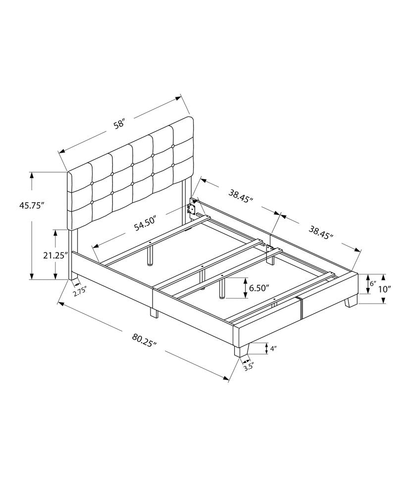 Gray Solid and Manufactured Wood Full Upholstered Linen Bed Frame