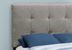 Gray Twin Tufted Upholstered Linen Bed Frame with Nailhead Trim