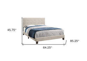 Gray Queen Tufted Upholstered Bed Frame