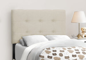 Gray Twin Tufted Upholstered Linen Bed Frame with Nailhead Trim