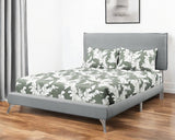 White Solid Wood Queen Upholstered Linen Bed Frame