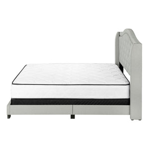 Light Gray and Gray Wood Tufted Upholstered Queen Bed Frame with Nailhead Trim