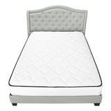 Light Gray and Gray Wood Tufted Upholstered Queen Bed Frame with Nailhead Trim