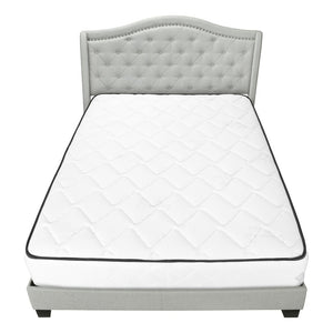 Light Gray and Gray Wood Tufted Upholstered Queen Bed Frame with Nailhead Trim