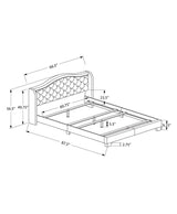 Light Gray and Gray Wood Tufted Upholstered Queen Bed Frame with Nailhead Trim