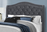 Light Gray and Gray Wood Tufted Upholstered Queen Bed Frame with Nailhead Trim