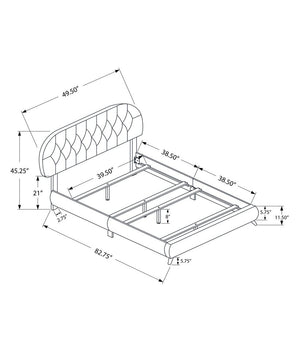 Brown Twin Tufted Upholstered Faux Leather Bed Frame