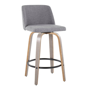 Toriano - Contemporary Fixed Height Counter Stool With Swivel & Round Footrest (Set of 2) by Couch.com