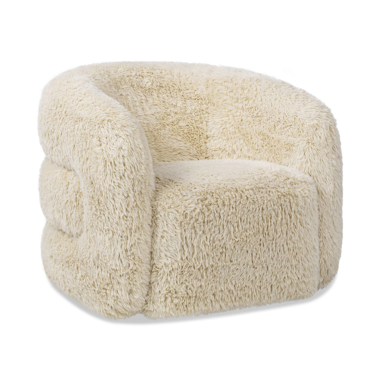 Colt - Fur Swivel Upholstered Barrel Accent Arm Chair - Cream Beige by Couch.com