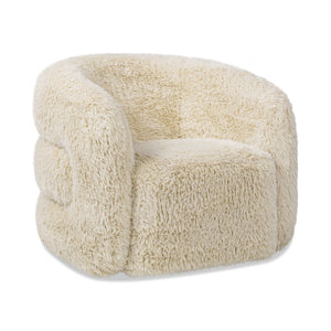Colt - Fur Swivel Upholstered Barrel Accent Arm Chair - Cream Beige by Couch.com