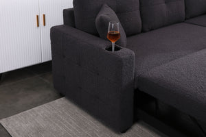 Lambswool - Pull Out Sleeper Sectional Sofa With Storage Chaise by Couch.com