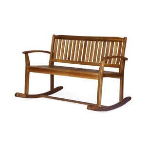 Outdoor Rocking Loveseat With Acacia Wood Frame - Natural by Couch.com