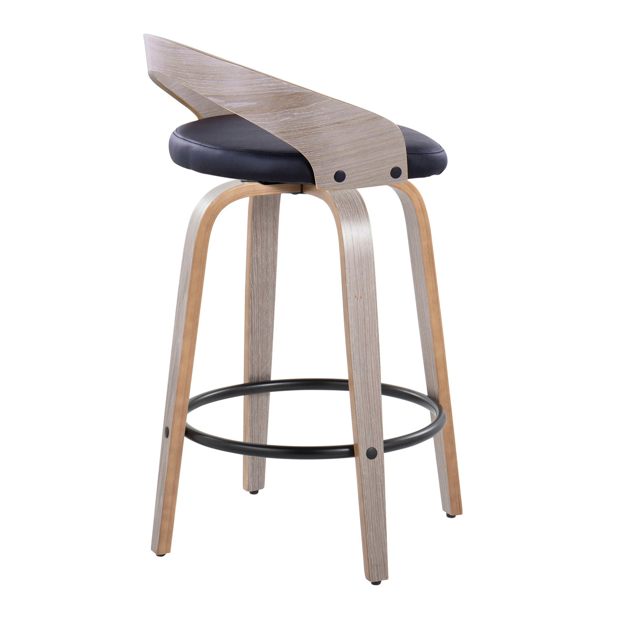 Grotto - Mid Century Modern Fixed Height Counter Stool With Swivel With Round Footrest (Set of 2) by Couch.com