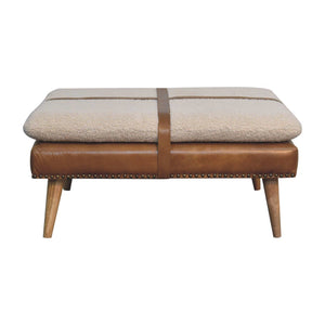 Buffalo - Large Square Hide Leather Footstool - Brown by Couch.com