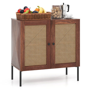 5-Piece Kitchen & Dining Bundle: Adjustable Bar Stools (Set of 2) + Stackable Stools (Set of 6) + Rattan Storage Sideboard