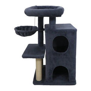 33.5 Inch Cute Kitten Tower with 2-Tier Condo and Padded Top Perch-Dark Gray