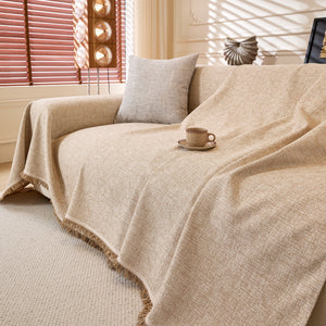 Natural Textured Linen Couch Cover, Breathable & Hypoallergenic Furniture Protector