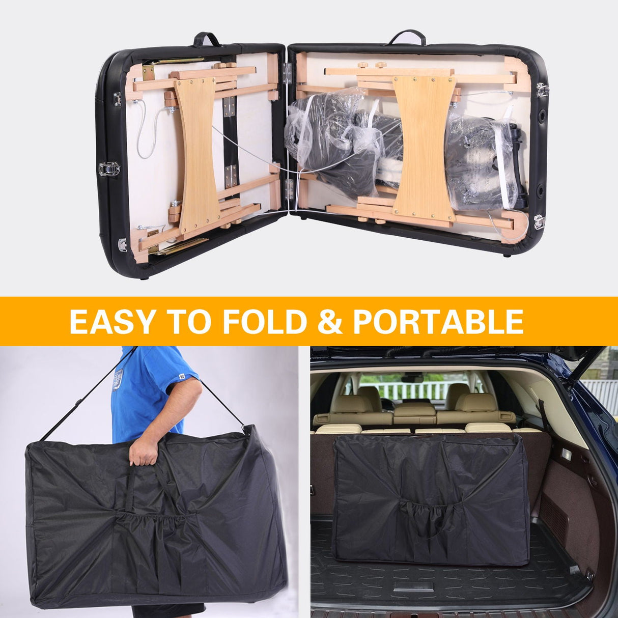 Massage Table Portable Bed With Carrying Case, Height Adjustable by Couch.com