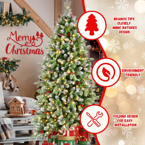 6ft Pre-Lit Artificial Christmas Tree with 380 Warm White LED Lights