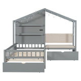 House Bed With Upholstered Sofa, Wireless Charging Station, Shelves And 2 Drawers by Couch.com