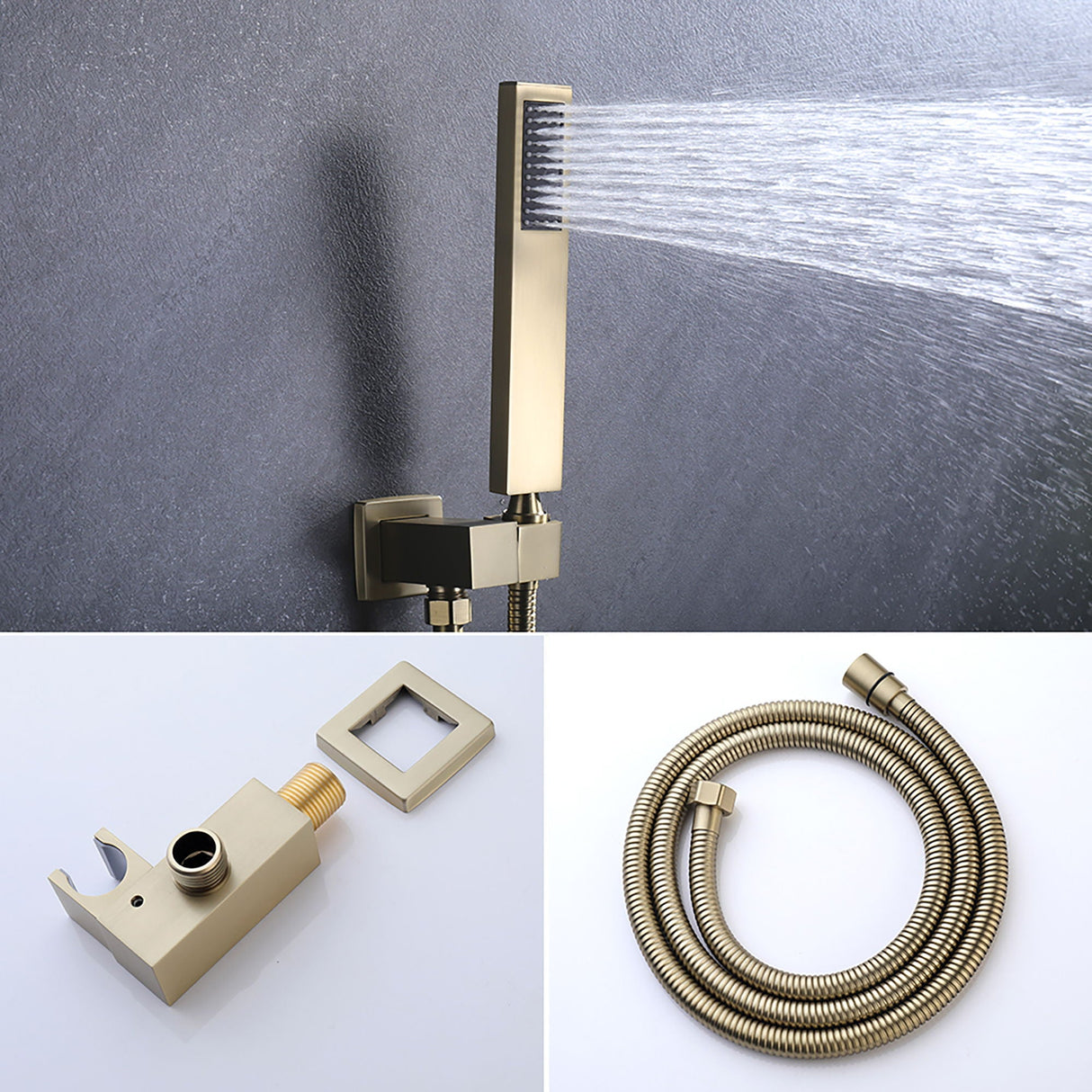 Luxury Bathroom Ceiling Mount Rain Mixer Shower System With Brushed Finish by Couch.com