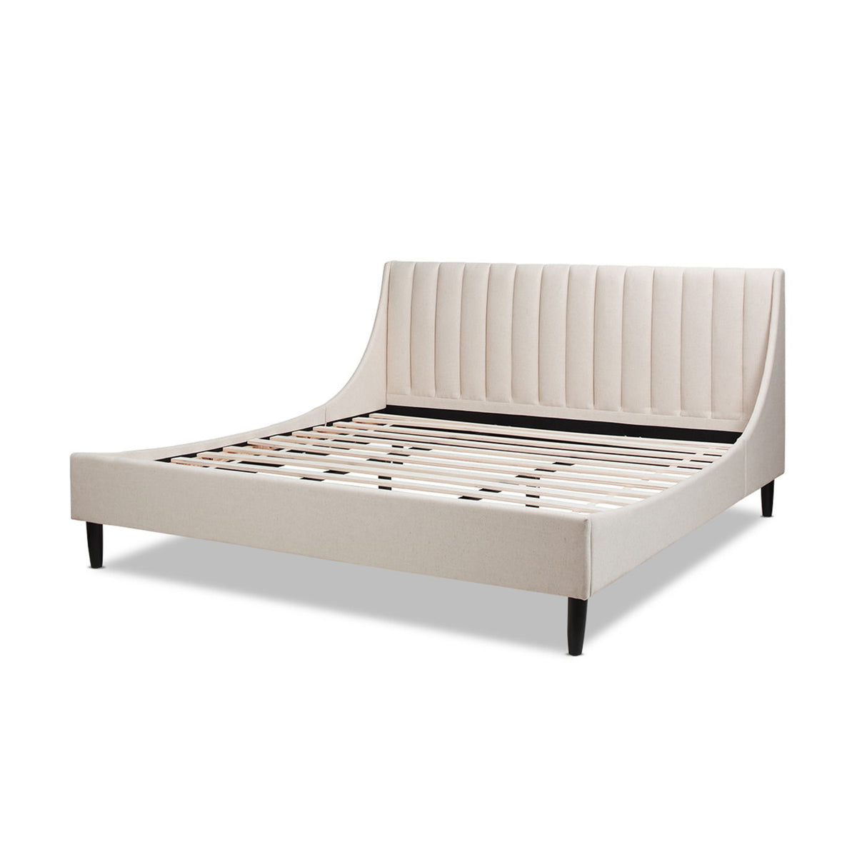 Couch.com Aspen King Vertical Tufted Headboard Platform Bed Set Light Beige, Platform Base, Fabric Construction, Beige Finish by Couch.com