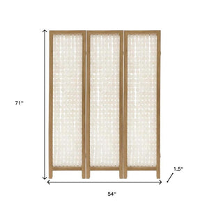71" Clear Folding Three Panel Screen Room Divider