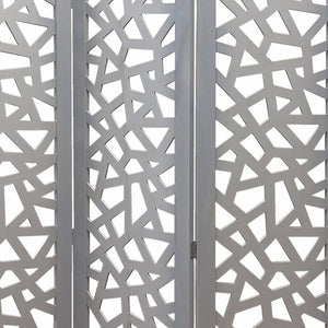 50" Gray Solid Wood Folding Three Panel Screen Room Divider