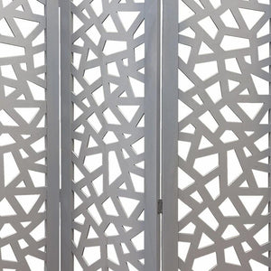 50" Gray Solid Wood Folding Three Panel Screen Room Divider