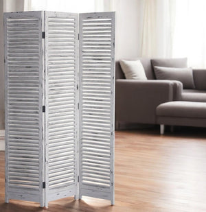 71" White Folding Three Panel Screen Room Divider