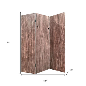 71" Brown Folding Three Panel Screen Room Divider