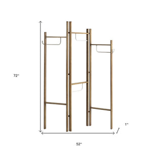 72" Brown Iron Folding Three Panel Screen Room Divider