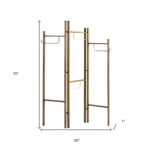 72" Brown Iron Folding Three Panel Screen Room Divider