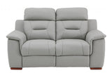 67" Gray And Brown Faux Leather Manual Reclining Loveseat