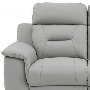 67" Gray And Brown Faux Leather Manual Reclining Loveseat