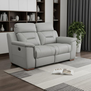 67" Gray And Brown Faux Leather Manual Reclining Loveseat