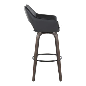 Mustang - Contemporary Fixed Height Barstool With Swivel With Round Footrest (Set of 2) by Couch.com