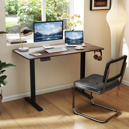 48 Inch x 24 Inch Ergonomic Electric Standing Desk with 3 Memory Settings for Home Office-Rustic Brown