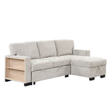Stylish And Functional Light Chaise Lounge Sectional With Storage Rack Pull-Out Bed Drop Down Table And USB Charger by Couch.com